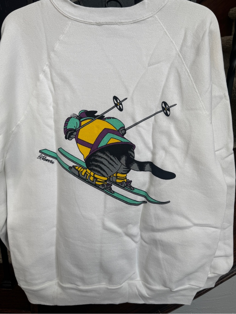 Vintage 70s Rare Large Crazy Shirts Hawaii B. Kliban Ski Cat Sweatshirt - Picture 10 of 13